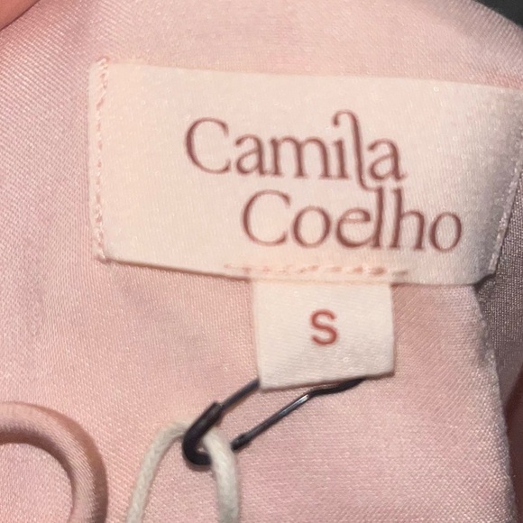 Revolve x Camila Coelho Martina Satin Pink Floral Wrap Dress Small - Picture 2 of 4